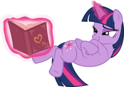 Size: 5434x3829 | Tagged: safe, artist:jhayarr23, twilight sparkle, alicorn, pony, g4, my little pony: friendship is magic, triple threat, bedroom eyes, book, cute, levitation, magic, simple background, smiling, telekinesis, transparent background, twiabetes, twilight sparkle (alicorn), vector