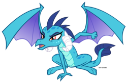 Size: 8684x5686 | Tagged: safe, artist:mandash1996, princess ember, dragon, g4, triple threat, absurd resolution, simple background, solo, superhero landing, transparent background, vector