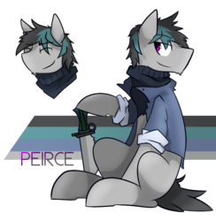 Size: 640x657 | Tagged: safe, artist:wulfanite, oc, oc only, oc:peirce, pony, fallout equestria, clothes, jacket, knife, male, simple background, transparent background, weapon