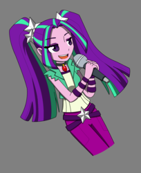 Size: 1563x1914 | Tagged: safe, artist:fantasygerard2000, aria blaze, equestria girls, g4, my little pony equestria girls: rainbow rocks, clothes, female, gem, microphone, necklace, open mouth, pants, simple background, solo