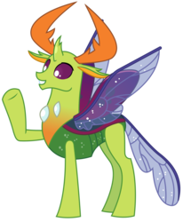 Size: 2353x2850 | Tagged: safe, artist:sketchmcreations, thorax, changedling, changeling, g4, triple threat, changeling king, high res, king thorax, male, raised hoof, simple background, smiling, solo, transparent background, vector, waving