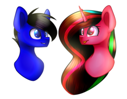 Size: 1780x1391 | Tagged: safe, artist:despotshy, oc, oc only, oc:matt tech, oc:paint heart, earth pony, pony, unicorn, bust, female, male, mare, portrait, simple background, stallion, transparent background