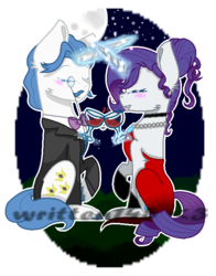 Size: 550x701 | Tagged: safe, artist:written145, fancypants, rarity, pony, g4, clothes, female, male, ship:raripants, shipping, sitting, straight