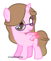 Size: 1024x1222 | Tagged: safe, artist:cindystarlight, oc, oc only, oc:cindy, alicorn, pony, female, filly, glasses, simple background, solo, transparent background