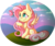 Size: 5400x4500 | Tagged: safe, artist:klarapl, fluttershy, butterfly, pegasus, pony, g4, absurd resolution, blushing, chest fluff, cute, female, looking at something, mare, raised hoof, shyabetes, sitting, smiling, solo, spread wings, wings