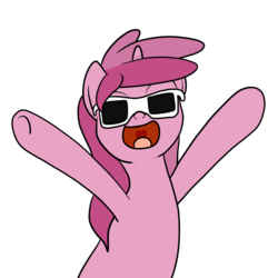 Size: 2500x2500 | Tagged: safe, artist:bennimarru, ruby pinch, pony, unicorn, g4, eclipse, eclipse glasses, flat colors, high res, open mouth, simple background, smiling, solar eclipse, solo, sunglasses, transparent background