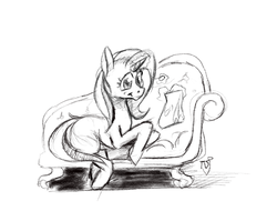 Size: 1118x849 | Tagged: safe, artist:skrapbox, trixie, pony, unicorn, g4, cinnamon nuts, fainting couch, female, food, solo, traditional art