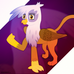 Size: 1193x1193 | Tagged: safe, artist:axonymous, gilda, griffon, g4, cute, female, looking at you, smiling, smirk, solo, wings