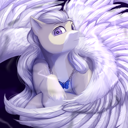 Size: 1024x1024 | Tagged: safe, artist:peachmayflower, oc, oc only, oc:eliot, pegasus, pony, jewelry, looking at you, male, necklace, solo, stallion
