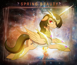Size: 3500x2946 | Tagged: safe, artist:zidanemina, oc, oc only, oc:spring beauty, alicorn, pony, alicorn oc, art trade, clothes, female, high res, mare, open mouth, red eyes, solo