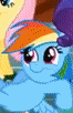 Size: 66x102 | Tagged: safe, screencap, rainbow dash, pony, g4, the cutie mark chronicles, animated, cute, dumb, female, gif, gif for breezies, image macro, meme, picture for breezies, reaction image, yeey