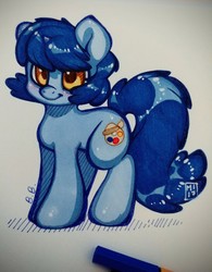 Size: 2907x3734 | Tagged: safe, artist:rinsole, oc, oc only, oc:b.b., pony, unicorn, chibi, cute, female, high res, mare, marker, marker drawing, simple background, traditional art, white background