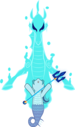Size: 1525x2598 | Tagged: safe, artist:andrevus, sonata dusk, elemental, merpony, seahorse, siren, water elemental, g4, female, ponified, simple background, solo, spell, transparent background, trident, weapon