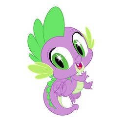 Size: 1199x1199 | Tagged: safe, artist:trish forstner, spike, dragon, g4, baby, baby dragon, cute, fangs, green eyes, male, open mouth, simple background, smiling, solo, spikabetes, starry eyes, stars, watermark, white background, wingding eyes