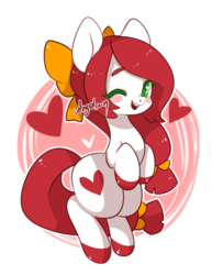 Size: 600x779 | Tagged: safe, artist:snow angel, oc, oc only, oc:heart, pony, female, heart eyes, looking at you, mare, one eye closed, open mouth, simple background, smiling, solo, transparent background, wingding eyes, wink