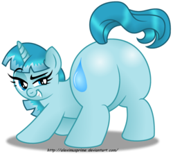 Size: 1024x920 | Tagged: safe, artist:aleximusprime, oc, oc only, oc:ocean ripple, pony, unicorn, butt, commission, female, looking at you, mare, plot, simple background, smiling, smirk, solo, transparent background