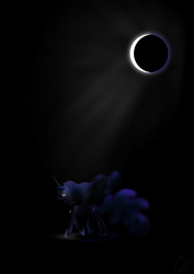 Size: 4961x7016 | Tagged: safe, artist:theravencriss, nightmare moon, princess luna, alicorn, pony, g4, 2017 solar eclipse, absurd resolution, atg 2017, crying, eclipse, female, mare, newbie artist training grounds, solar eclipse, solo