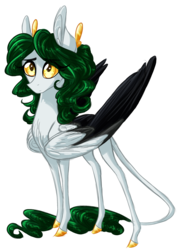 Size: 1089x1500 | Tagged: safe, artist:australian-senior, oc, oc only, oc:aletheia invictus, alicorn, kirin, pony, kirindos, alternate universe, antlers, colored hooves, colored sclera, female, filly, golden eyes, leonine tail, next generation, parent:oc:arlon invictus, parent:princess celestia, simple background, solo, transparent background