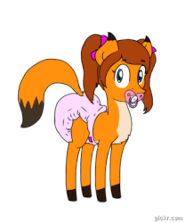 Size: 300x361 | Tagged: safe, oc, oc only, oc:sunnyside, earth pony, fox, fox pony, hybrid, original species, pony, abdl, animated, diaper, gif, non-baby in diaper, pacifier, poofy diaper, solo