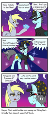 Size: 1000x2476 | Tagged: safe, artist:outofworkderpy, derpy hooves, oc, oc:brony guard, bat pony, pegasus, pony, comic:a derpy magic show, g4, comic, female, funny, male, mare, outofworkderpy, security guard, stallion, sweat, sweatdrop, sweatdrops, tumblr, tumblr comic