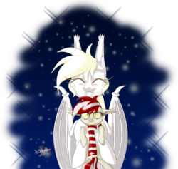Size: 843x800 | Tagged: safe, artist:unisoleil, oc, oc only, oc:albi light wing, oc:red-white flash, bat pony, pony, albino, clothes, female, hug, mare, nightpony, scarf, size difference