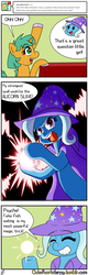 Size: 1280x4000 | Tagged: safe, artist:outofworkderpy, snails, trixie, pony, unicorn, comic:a derpy magic show, g4, cape, clothes, colt, comic, duo, female, funny, glitter shell, hat, magic show, magic trick, male, mare, outofworkderpy, parody, slayers, trixie's cape, trixie's hat, tumblr, tumblr comic