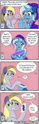 Size: 2560x8000 | Tagged: safe, artist:outofworkderpy, derpy hooves, trixie, pegasus, pony, unicorn, comic:a derpy magic show, luna-afterdark, g4, cape, card trick, clothes, comic, female, funny, hat, magic show, magic trick, mare, outofworkderpy, sweat, sweatdrop, trixie's cape, trixie's hat, tumblr, tumblr comic