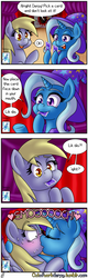 Size: 1280x4000 | Tagged: safe, artist:outofworkderpy, derpy hooves, trixie, oc, oc:brownie bun, pegasus, pony, unicorn, comic:a derpy magic show, horse wife, g4, blushing, cape, card trick, clothes, comic, female, funny, hat, kissing, lesbian, magic show, magic trick, mare, outofworkderpy, shipping, stage, surprise kiss, tripy, trixie's cape, trixie's hat, tumblr, tumblr comic