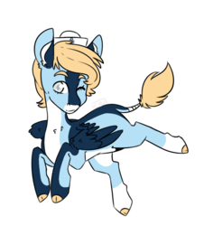Size: 783x829 | Tagged: safe, artist:cinnamonsparx, oc, oc only, oc:buster, pegasus, pony, cloven hooves, male, one eye closed, simple background, solo, stallion, transparent background, wink