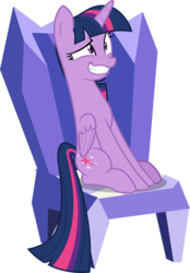 Size: 4820x6926 | Tagged: safe, artist:pink1ejack, twilight sparkle, alicorn, pony, g4, triple threat, absurd resolution, awkward, awkward smile, chair, female, long mane, mare, simple background, sitting, smiling, solo, tail, teeth, transparent background, twilight sparkle (alicorn), vector, wings