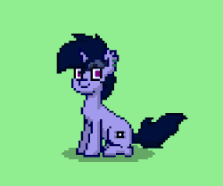 Size: 699x585 | Tagged: safe, artist:php142, edit, oc, oc only, oc:purple flix, pony, pony town, animated, blinking, cute, gif, looking at you, male, sitting, smiling, solo