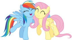 Size: 6400x3600 | Tagged: safe, artist:s.guri, fluttershy, rainbow dash, pony, fame and misfortune, g4, .svg available, cute, dashabetes, eyes closed, friendshipping, hug, shyabetes, simple background, transparent background, vector