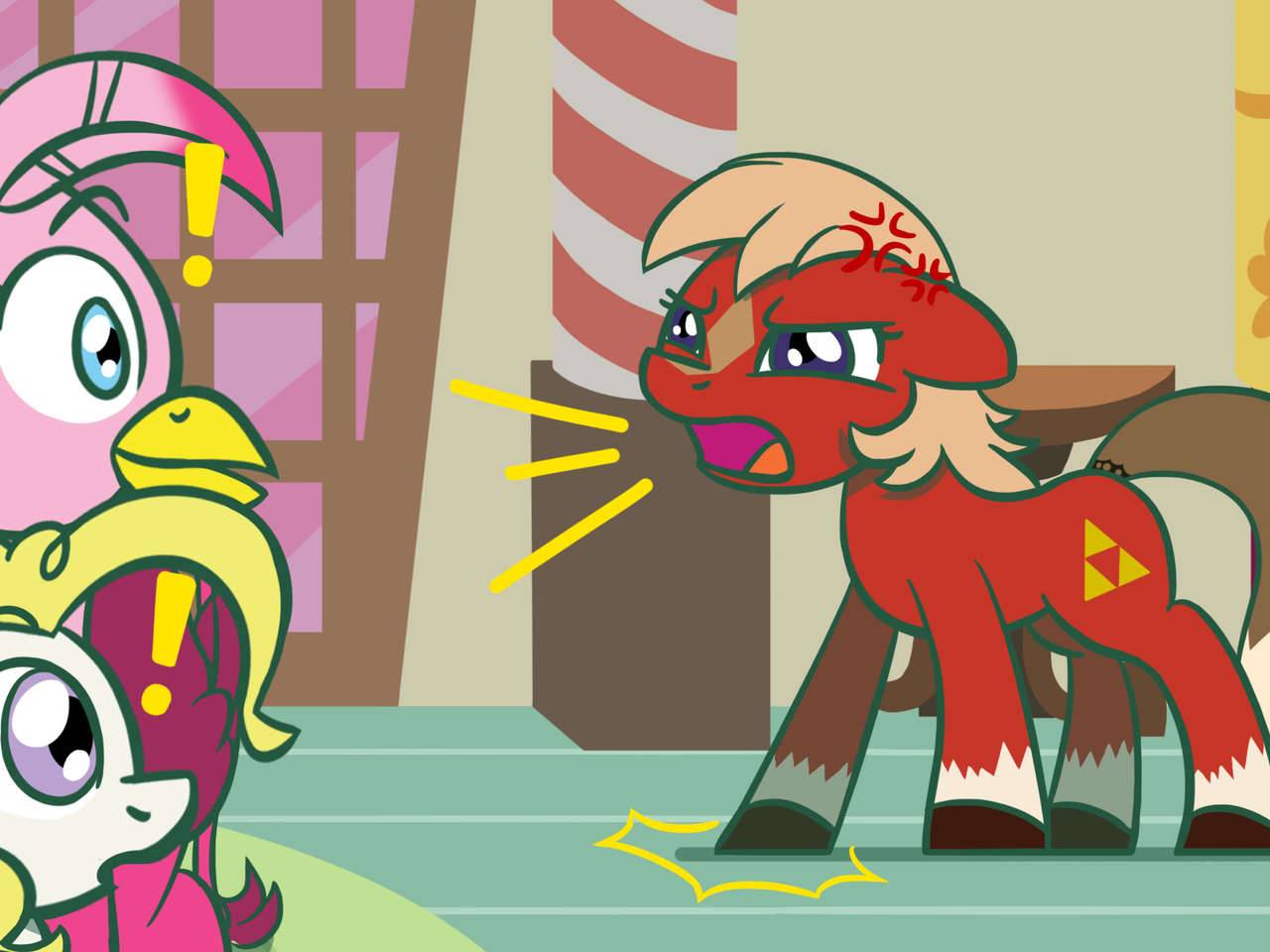 #1517348 - safe, artist:flutterluv, pinkie pie, surprise, griffon, pony ...