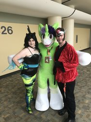 Size: 768x1024 | Tagged: safe, king sombra, queen chrysalis, oc, oc:crescent star, human, bronycon, g4, clothes, cosplay, costume, fursuit, irl, irl human, photo, t pose