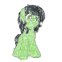 Size: 1000x1000 | Tagged: safe, oc, oc only, oc:filly anon, pony, crayon drawing, female, filly, simple background, solo, stylistic suck, white background