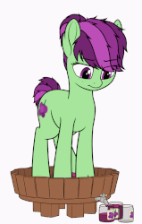 Size: 687x1080 | Tagged: safe, artist:zippysqrl, oc, oc only, oc:sour grapes, earth pony, pony, g4, animated, bottle, bucket, cute, dripping, female, food, frame by frame, freckles, frown, gif, grape stomping, grapes, jar, lidded eyes, looking down, mare, ponytail, raised hoof, raised leg, simple background, solo, stomping, tub, white background
