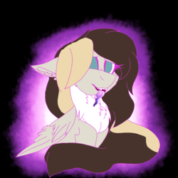 Size: 2560x2560 | Tagged: safe, artist:brokensilence, oc, oc only, oc:misty serenity, pegasus, pony, chest fluff, halfbody, high res, long tongue, open mouth, sharp teeth, teeth, tongue out