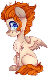 Size: 254x402 | Tagged: safe, artist:shiromidorii, oc, oc only, oc:ethan, pegasus, pony, colt, male, pixel art, simple background, sitting, solo, transparent background