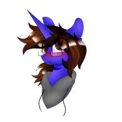 Size: 3000x3000 | Tagged: safe, artist:tomboygirl45, oc, oc only, oc:chelsey, pony, unicorn, blushing, bust, clothes, female, glasses, high res, hoodie, mare, portrait, simple background, solo, transparent background