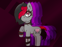 Size: 1300x1000 | Tagged: safe, artist:lazerblues, oc, oc only, oc:miss eri, pony, black and red mane, choker, collar, cut, ear piercing, piercing, solo, two toned mane