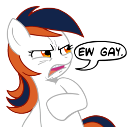 Size: 945x945 | Tagged: safe, oc, oc only, oc:milo highliss, earth pony, pony, american football, broncos, denver broncos, disgusted, ew gay, exploitable meme, female, football, handegg, mare, meme, nfl, reaction image, solo