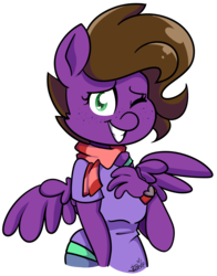 Size: 1884x2397 | Tagged: safe, artist:befishproductions, oc, oc only, pegasus, anthro, clothes, female, mare, one eye closed, scarf, shirt, signature, simple background, solo, transparent background, wink