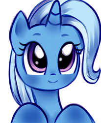 Size: 600x728 | Tagged: safe, artist:millioncookies, trixie, pony, unicorn, g4, cute, diatrixes, female, leaning, looking up, mare, simple background, smiling, solo, white background
