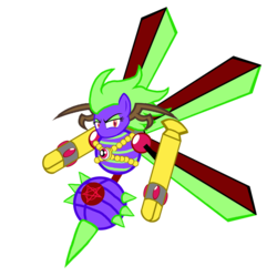 Size: 1536x1536 | Tagged: safe, artist:motownwarrior01, artist:transparentowl9999, oc, oc:midnight devilwitch, robot, base used, buzz bomber, crossover, sonic mania, sonic the hedgehog (series)