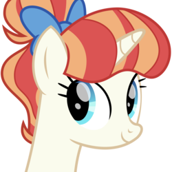 Size: 1500x1500 | Tagged: safe, artist:cheezedoodle96, rainbow stars, pony, unicorn, g4, triple threat, bow, bust, female, hair bun, looking at you, mare, portrait, simple background, smiling, solo, transparent background, vector