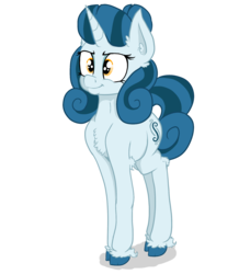 Size: 1606x1842 | Tagged: safe, artist:paskanaakka, derpibooru exclusive, oc, oc only, oc:cerulean swirls, pony, unicorn, chest fluff, colored hooves, ear fluff, eyeshadow, female, leg fluff, makeup, mare, simple background, smiling, smirk, solo, transparent background