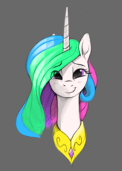 Size: 488x686 | Tagged: safe, artist:nadnerbd, princess celestia, alicorn, pony, g4, female, long neck, looking at you, mare, peytral, smiling, solo