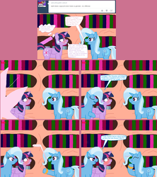 Size: 1600x1800 | Tagged: safe, artist:kendell2, trixie, twilight sparkle, oc, oc:copycat, alicorn, pony, g4, comic, female, lesbian, self paradox, ship:twixie, shipping, twilight sparkle (alicorn)