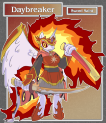 Size: 1688x1950 | Tagged: safe, artist:brownie-bytes, daybreaker, alicorn, anthro, unguligrade anthro, g4, crossover, female, final fantasy, katana, solo, sword, sword saint, weapon