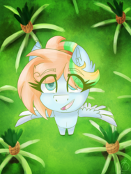 Size: 3000x4000 | Tagged: safe, artist:meownimator, oc, oc only, pegasus, pony, commission, female, grass, looking at you, mare, smiling, solo, spread wings, wings